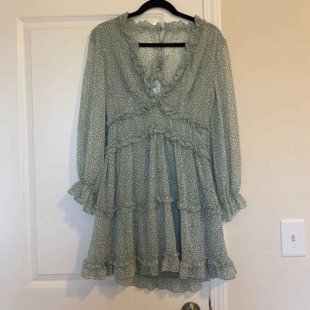Amazon Dokotoo Deep V Neck Ruffle Long Sleeve Floral Print Mini Dress